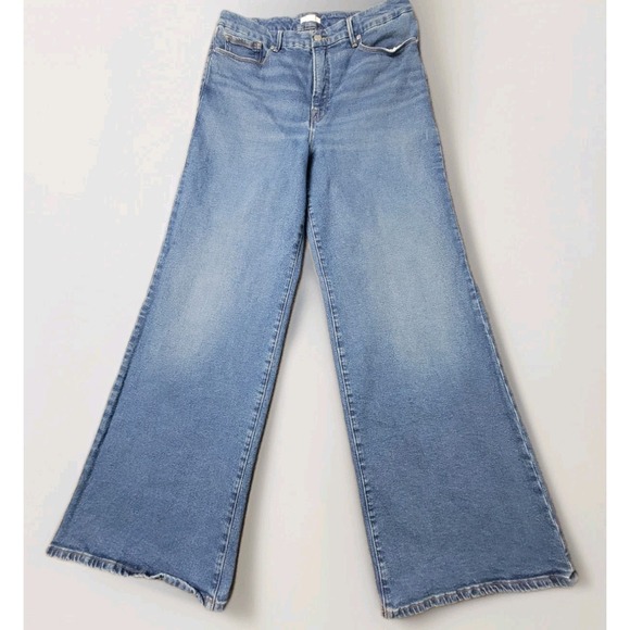 Good American Denim - Good American Women's Size 15 Blue High Rise Wide Leg Jeans Classic Denim